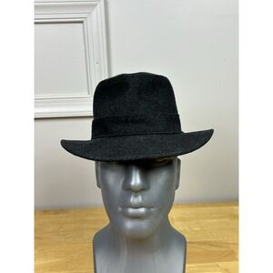 Vintage Gore-Tex Quilted Fedora Hat Fleece Wool Cashmere Smoky‎ Black Gr. 57